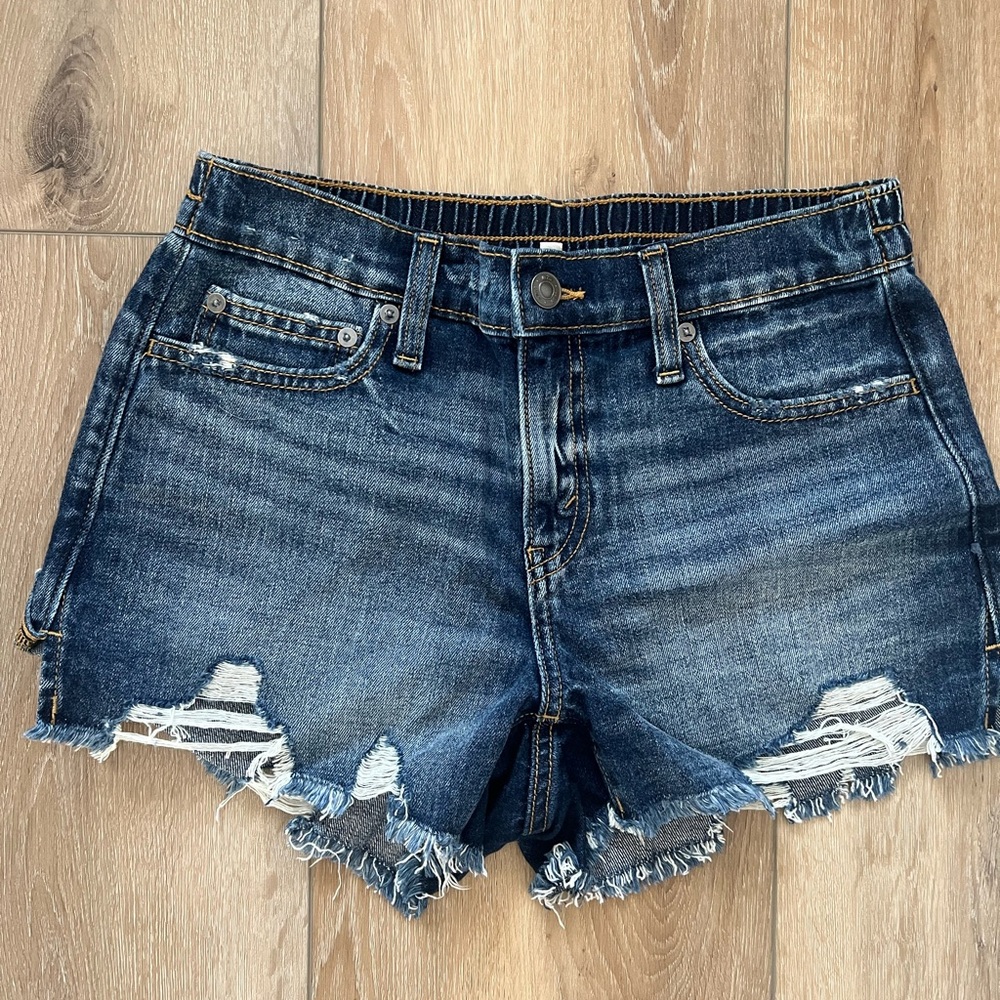 Aerie Blue Distressed Jean Shorts